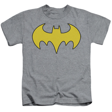 Athletic heather kid's t-shirt for ages 4 to 7 with Batman Batgirl Bat Girl Logo graphic