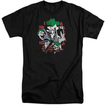 Black men's tall fit t-shirt with Joker DC Comics Four Of A Kind graphic