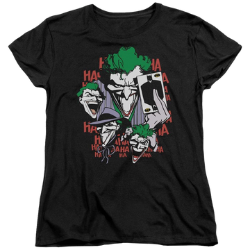 Black women's t-shirt with Joker Four Of A Kind graphic