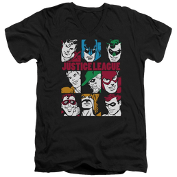 DC Comics Nine Blocks Of Justice - Men's V-Neck T-Shirt Men's V-Neck T-Shirt Justice League   