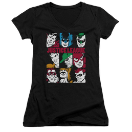 DC Comics Nine Blocks Of Justice - Juniors V-Neck T-Shirt Juniors V-Neck T-Shirt Justice League   