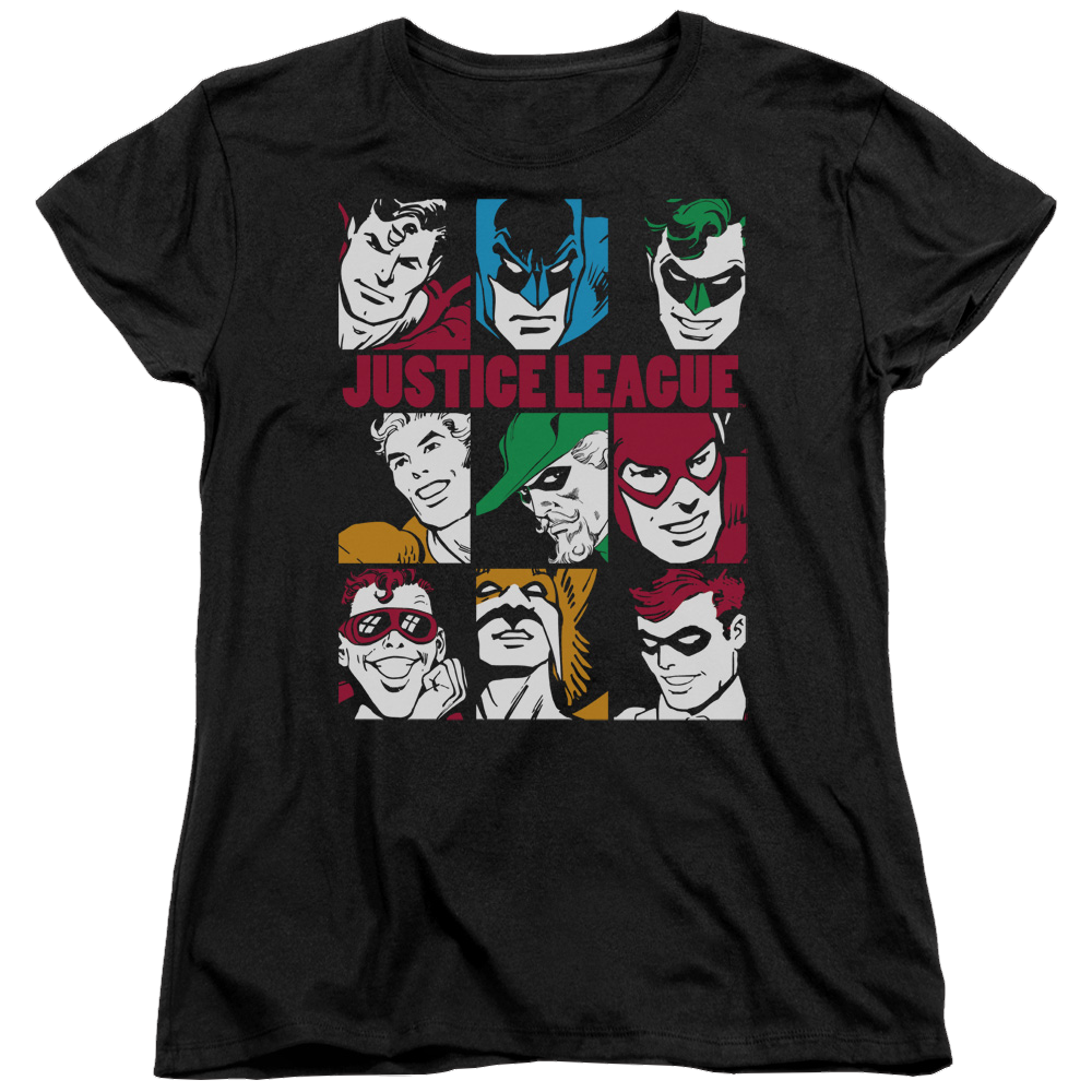 Justice League Nine Blocks Of Justice - Women's T-Shirt Women's T-Shirt Justice League   