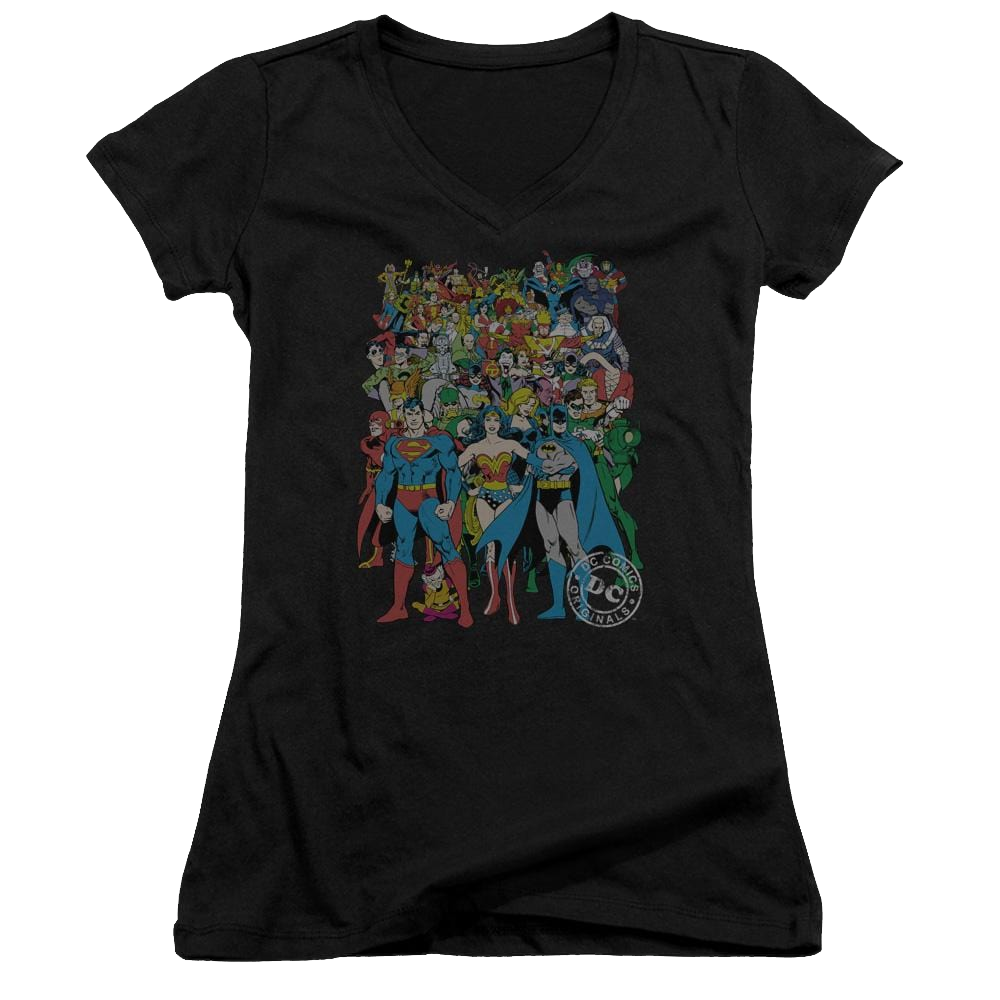 DC Comics Original Universe - Juniors V-Neck T-Shirt Juniors V-Neck T-Shirt Justice League   