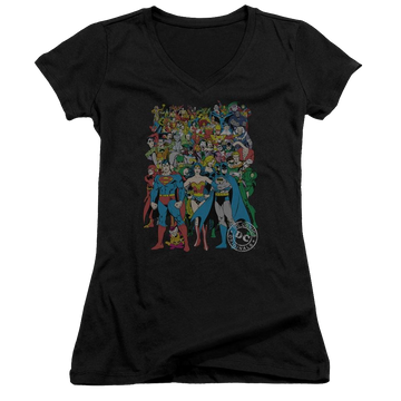 DC Comics Original Universe - Juniors V-Neck T-Shirt Juniors V-Neck T-Shirt Justice League   