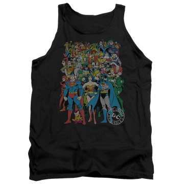 Black men's tank with Justice League DC Comics Original Universe graphic