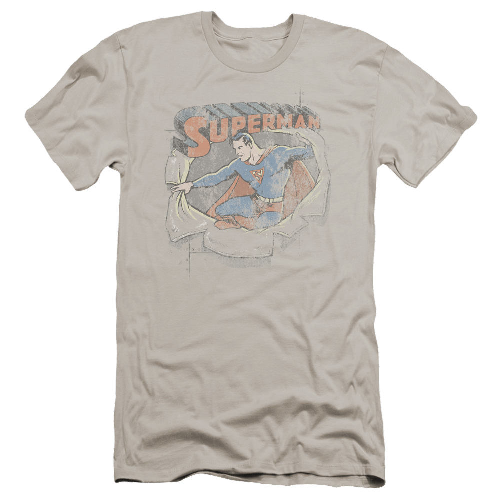 DC Comics Ripping Steel - Men's Premium Slim Fit T-Shirt Men's Premium Slim Fit T-Shirt Superman   