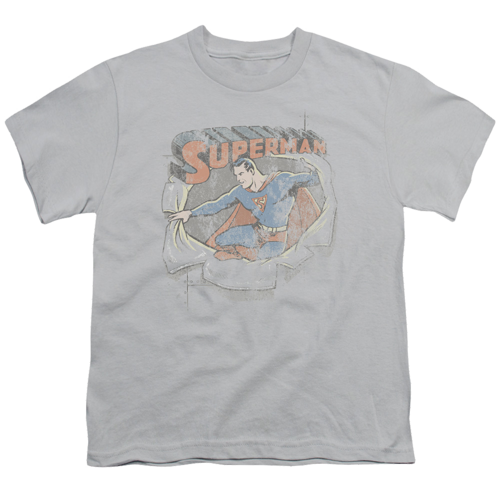 Superman Ripping Steel - Youth T-Shirt Youth T-Shirt (Ages 8-12) Superman   