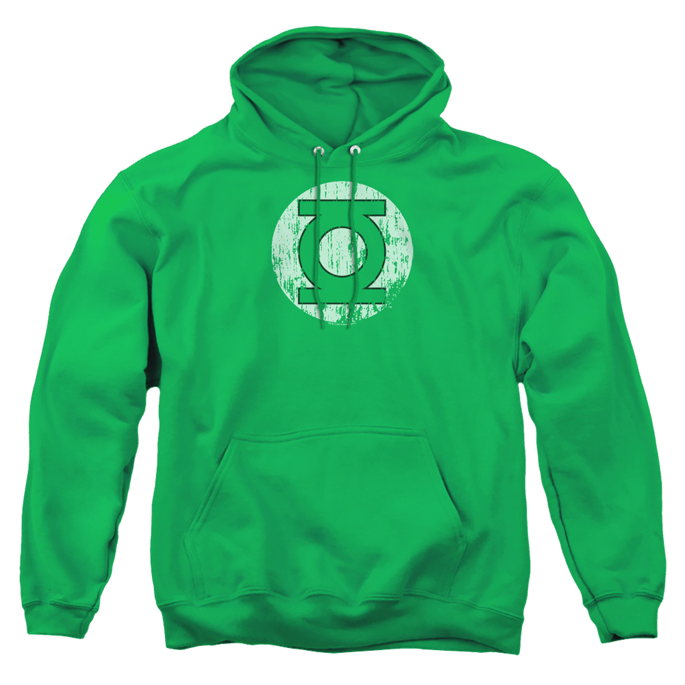 Green Lantern Distressed Lantern Logo - Pullover Hoodie Pullover Hoodie Green Lantern   