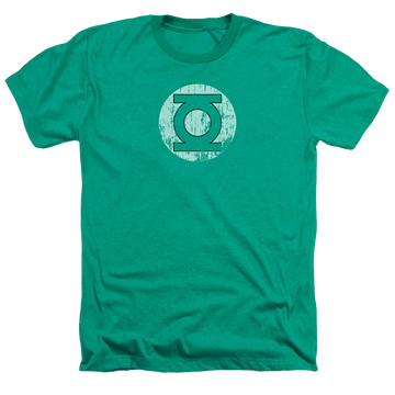Kelly green men's heather t-shirt with Green Lantern DC Comics Distressed Lantern Logo graphic
