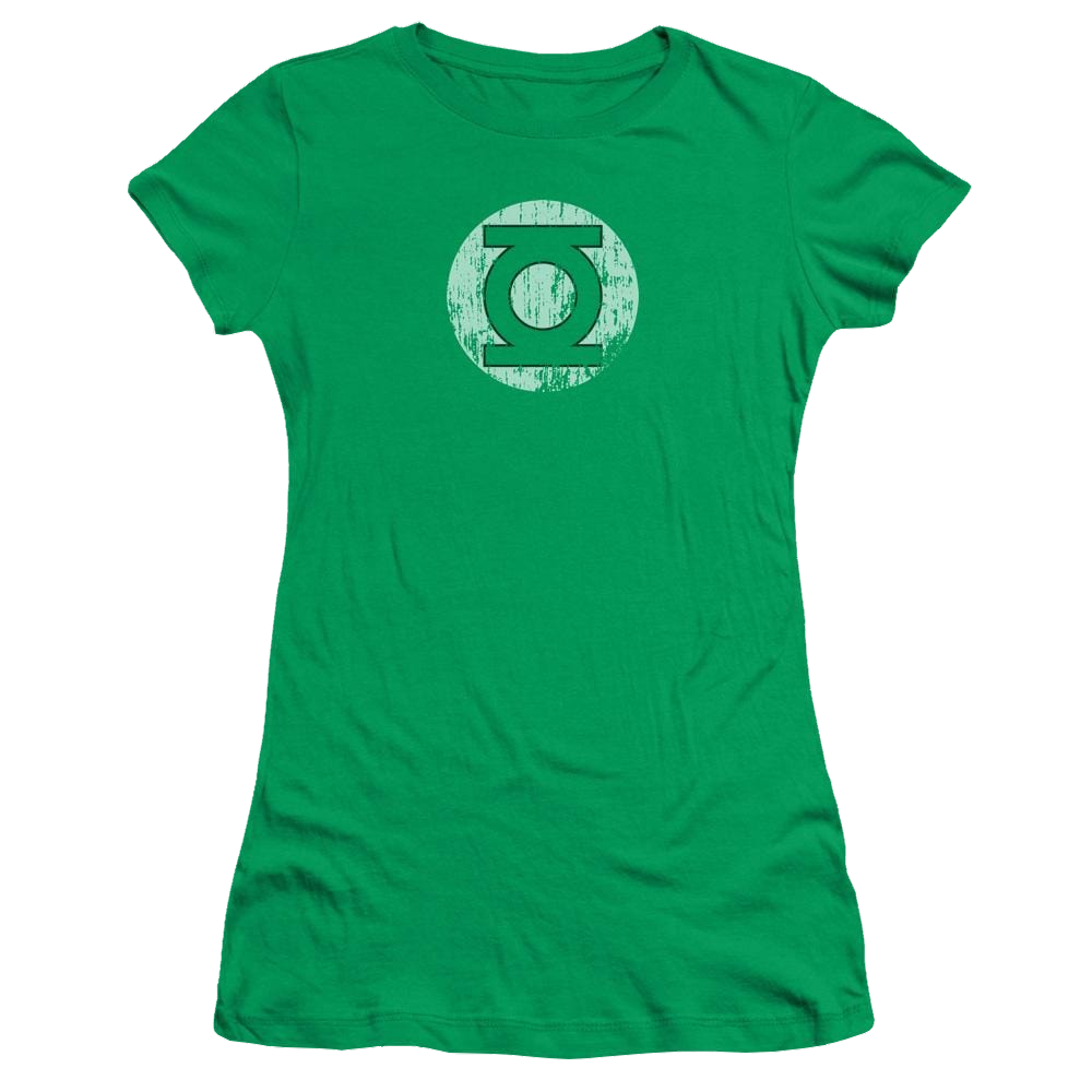 DC Comics Distressed Lantern Logo - Juniors T-Shirt Juniors T-Shirt Green Lantern   