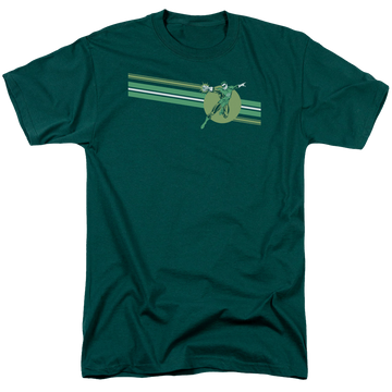 Hunter green men's regular fit t-shirt with Green Lantern Lantern Stripe graphic