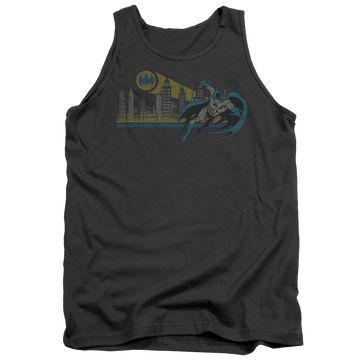 Charcoal men's tank with Batman DC Comics Gotham Retro graphic