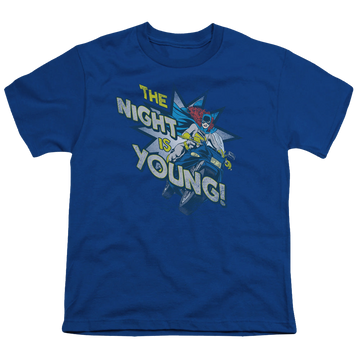 Royal youth t-shirt for ages 8 to 12 with Batman Batgirl The Night Is Young graphic