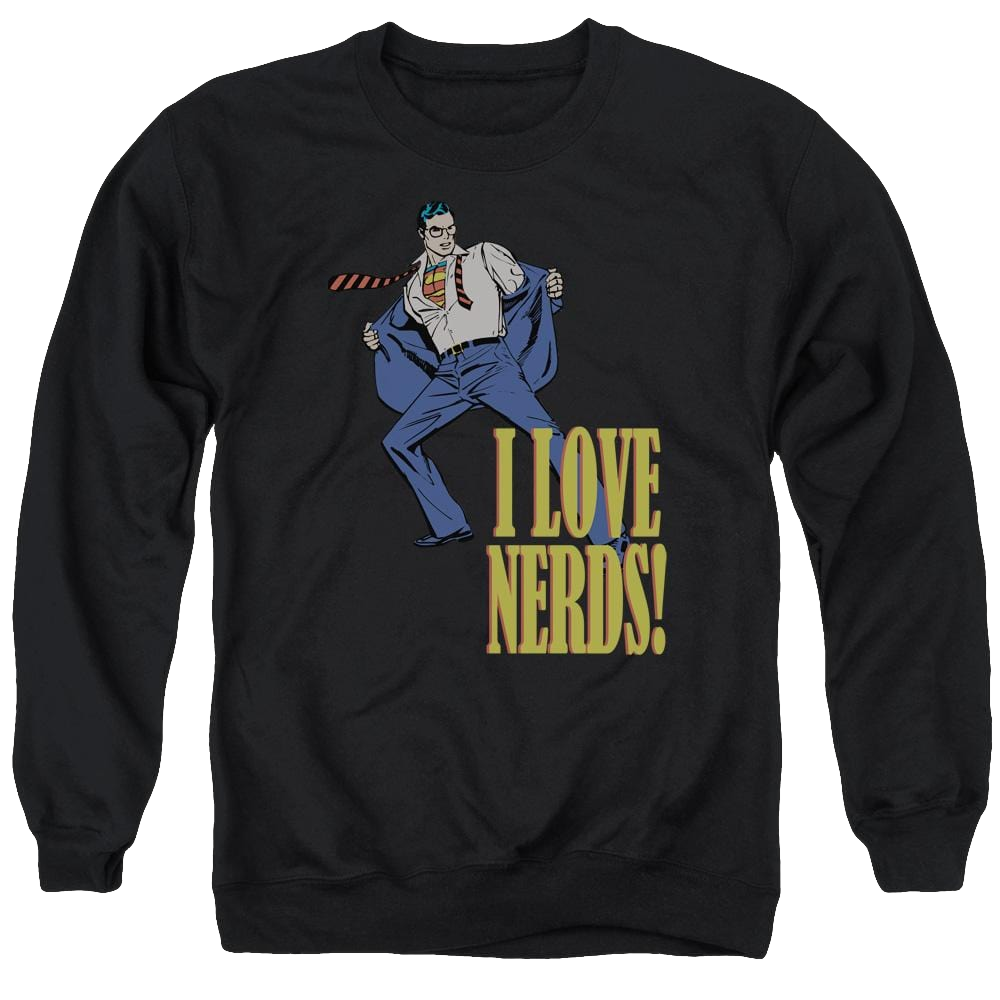 DC Comics I Love Nerds - Men's Crewneck Sweatshirt Men's Crewneck Sweatshirt Superman   