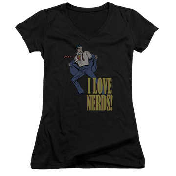 DC Comics I Love Nerds - Juniors V-Neck T-Shirt Juniors V-Neck T-Shirt Superman   