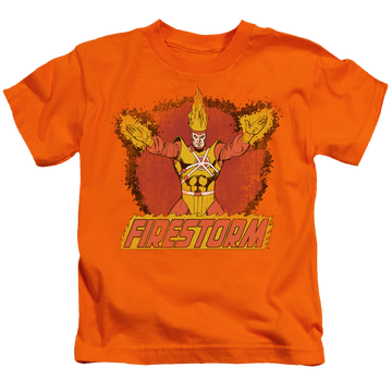 Orange kid's t-shirt for ages 4 to 7 with Ring Of Firestorm graphic