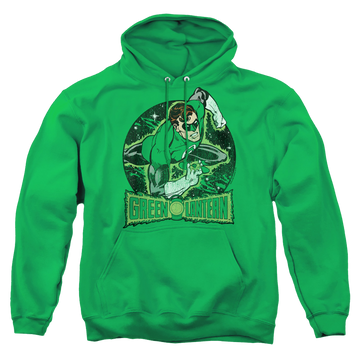 Kelly green pullover hoodie with Green Lantern In The Spotlight graphic