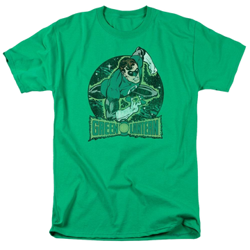 Kelly green men's regular fit t-shirt with Green Lantern DC Comics In The Spotlight graphic