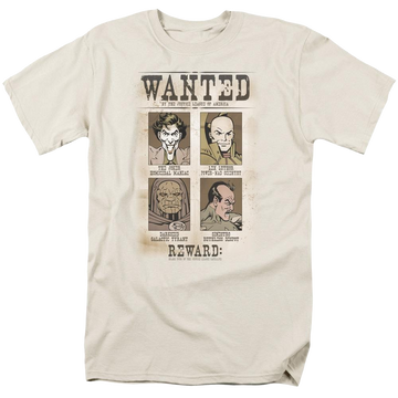 Cream men's regular fit t-shirt with DC Comics Wanted Poster graphic