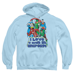 Justice League I Love A Man In Uniform - Pullover Hoodie Pullover Hoodie Justice League   