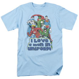 Justice League I Love A Man In Uniform - Men's Regular Fit T-Shirt Men's Regular Fit T-Shirt Justice League   