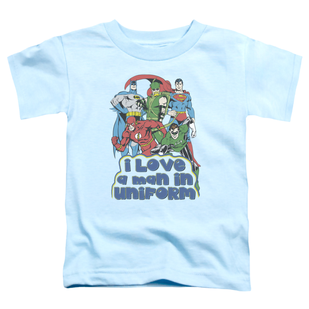 Justice League I Love A Man In Uniform - Kid's T-Shirt Kid's T-Shirt (Ages 4-7) Justice League   