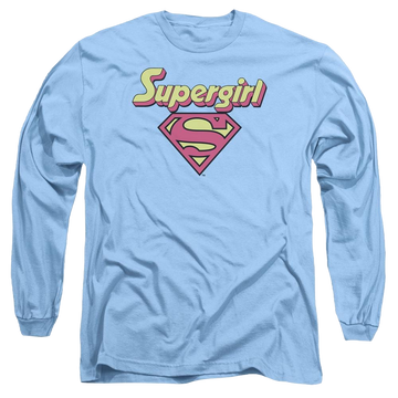 Carolina blue men's long sleeve t-shirt with Superman DC Comics Im A Supergirl graphic