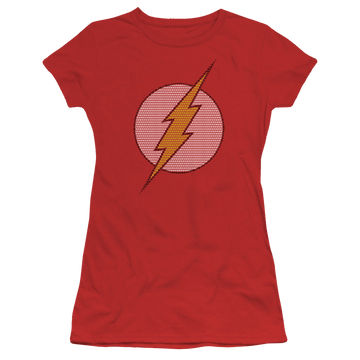 Red juniors t-shirt with Flash Little Logos graphic