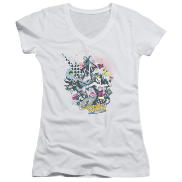 DC Comics Power Trio - Juniors V-Neck T-Shirt Juniors V-Neck T-Shirt Justice League   