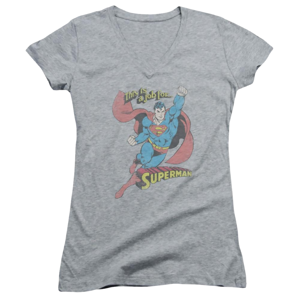 DC Comics On The Job - Juniors V-Neck T-Shirt Juniors V-Neck T-Shirt Superman   
