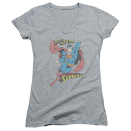DC Comics On The Job - Juniors V-Neck T-Shirt Juniors V-Neck T-Shirt Superman   