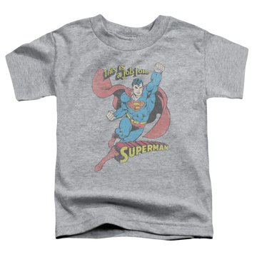 Athletic heather toddler t-shirt with Superman On The Job graphic