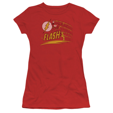 Red juniors t-shirt with The Flash Like Lightning graphic