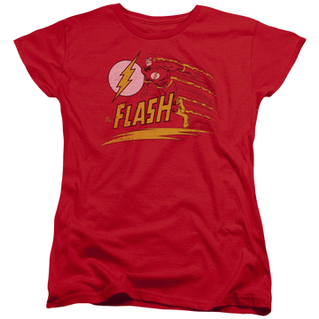 Red women's t-shirt with The Flash Like Lightning graphic