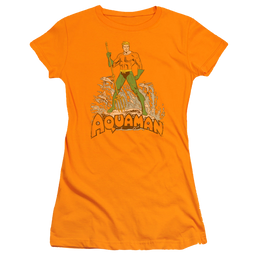 Aquaman Aquaman Distressed - Juniors T-Shirt Juniors T-Shirt Aquaman   