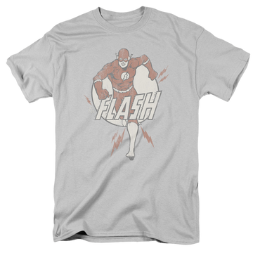 Silver men's regular fit t-shirt with The Flash Lightning Fast graphic