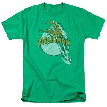 Kelly green men's regular fit t-shirt with Aquaman Splash graphic