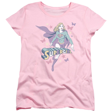 Pink women's t-shirt with Superman DC Comics Supergirl Pastels graphic