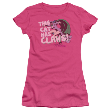 Hot pink juniors t-shirt with Catwoman Claws graphic