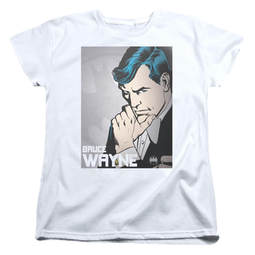 White women's t-shirt with Batman DC Comics Bruce Wayne graphic
