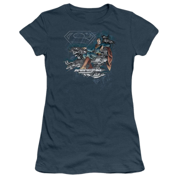 Indigo juniors t-shirt with Superman DC Comics Super Mind graphic