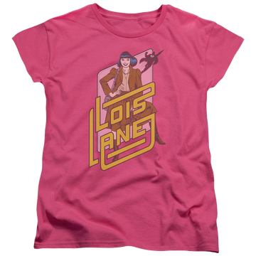 Hot pink women's t-shirt with DC Comics Lois Lane graphic