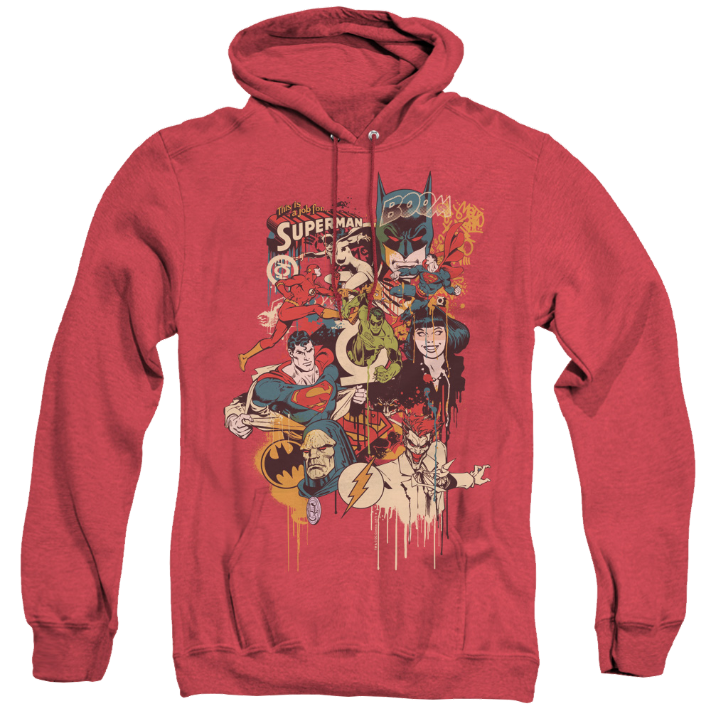 Justice League Dripping Characters - Heather Pullover Hoodie Heather Pullover Hoodie Justice League   