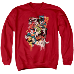 DC Comics Dripping Characters - Men's Crewneck Sweatshirt Men's Crewneck Sweatshirt Justice League   