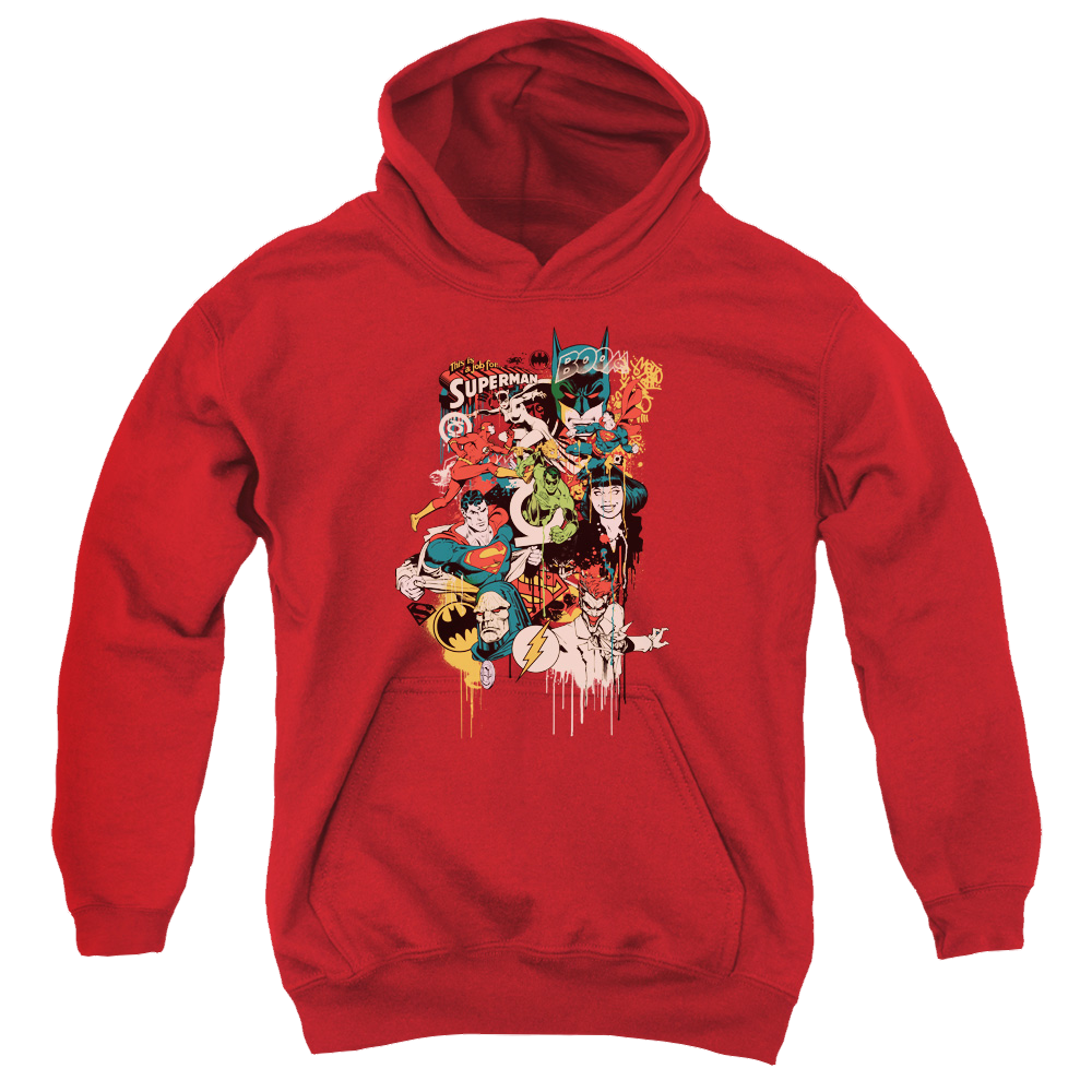 Justice League Dripping Characters - Youth Hoodie Youth Hoodie (Ages 8-12) Justice League   