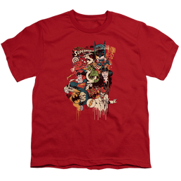 Justice League Dripping Characters - Youth T-Shirt Youth T-Shirt (Ages 8-12) Justice League   