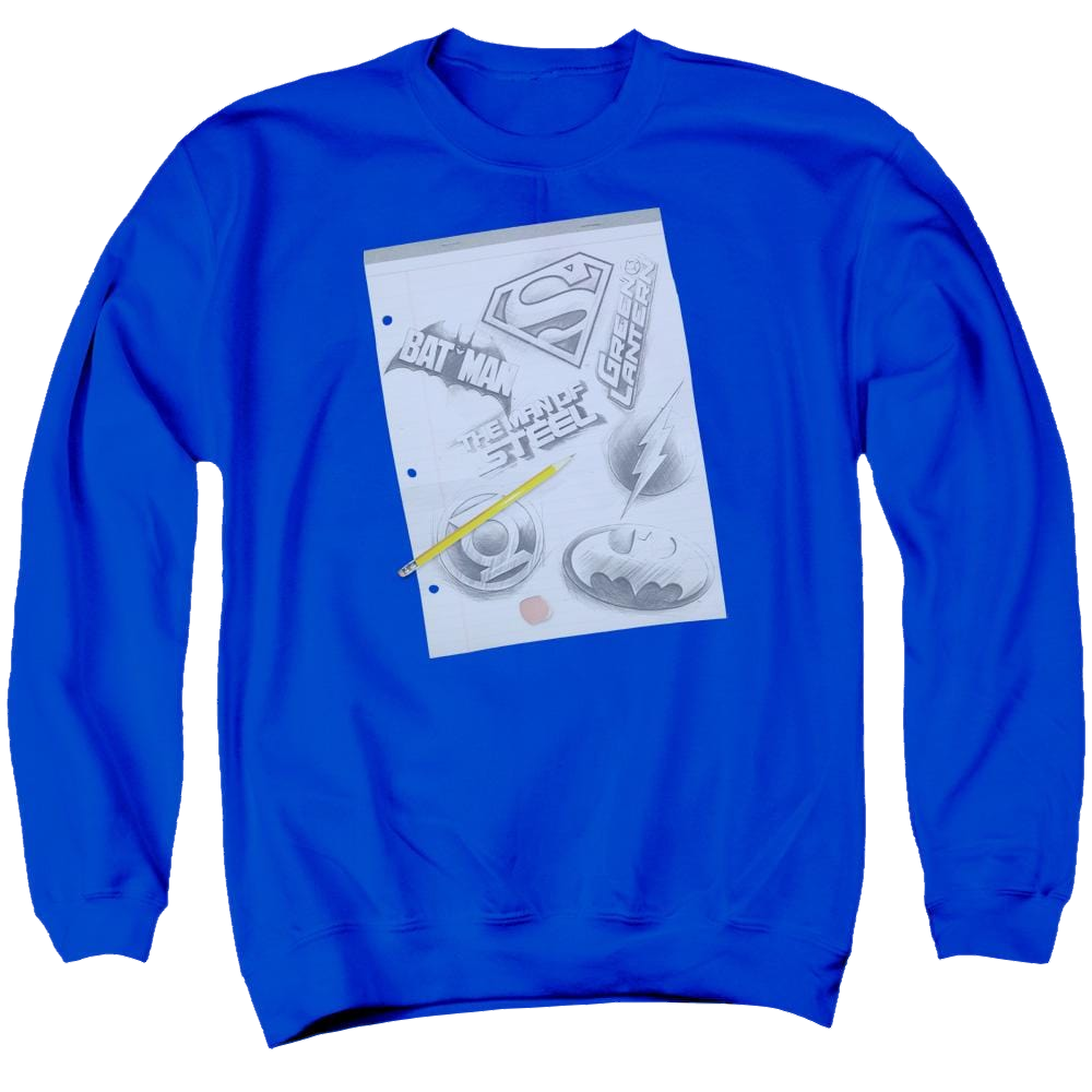 DC Comics Logo Note Paper - Men's Crewneck Sweatshirt Men's Crewneck Sweatshirt Justice League   