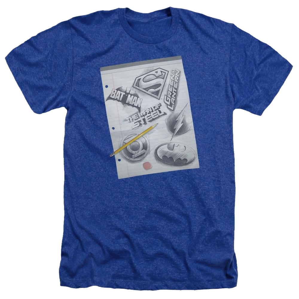 DC Comics Logo Note Paper - Men's Heather T-Shirt Men's Heather T-Shirt Justice League   