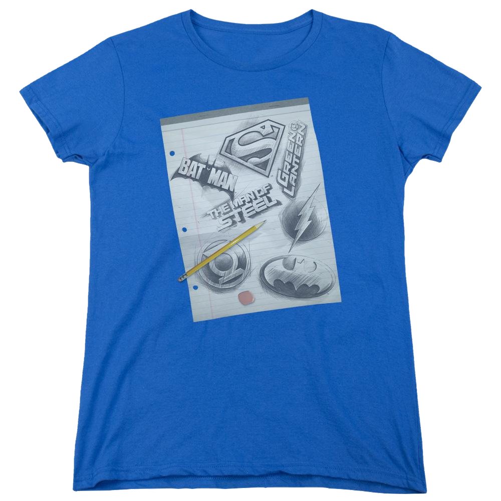 DC Comics Logo Note Paper - Women's T-Shirt Women's T-Shirt Justice League   