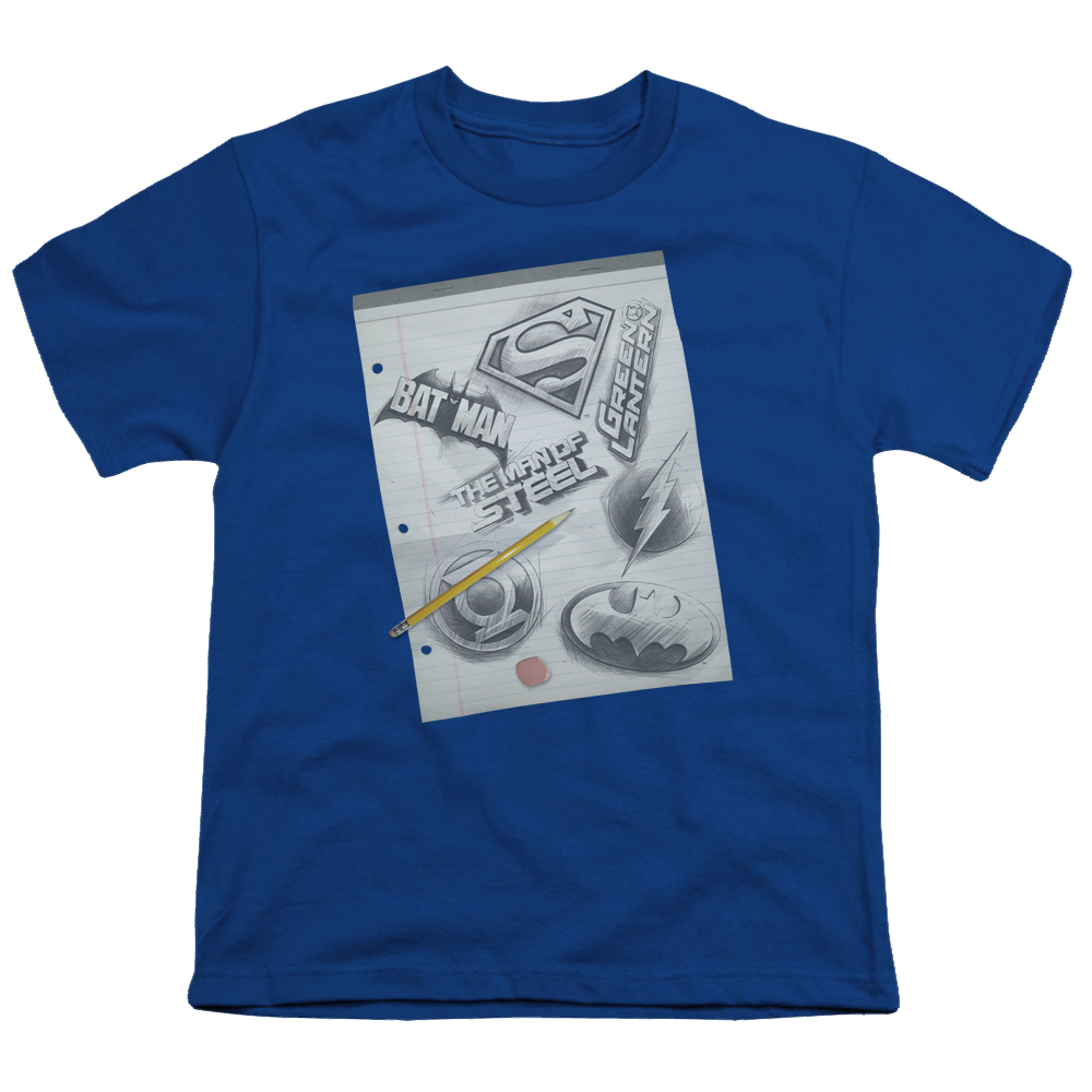 Justice League Logo Note Paper - Youth T-Shirt Youth T-Shirt (Ages 8-12) Justice League   